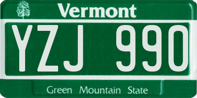 VT license plate YZJ990