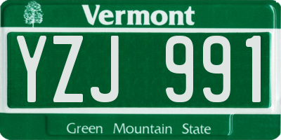 VT license plate YZJ991