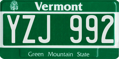 VT license plate YZJ992