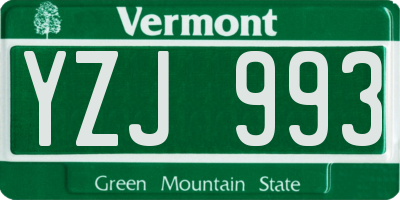 VT license plate YZJ993