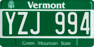 VT license plate YZJ994