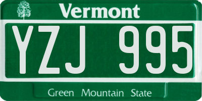 VT license plate YZJ995