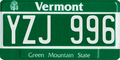 VT license plate YZJ996