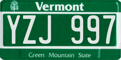 VT license plate YZJ997