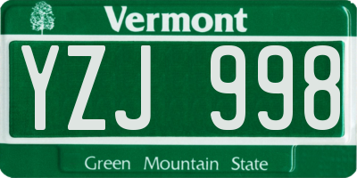 VT license plate YZJ998
