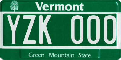 VT license plate YZK000
