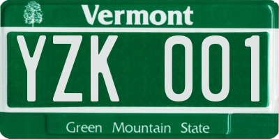 VT license plate YZK001