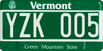 VT license plate YZK005