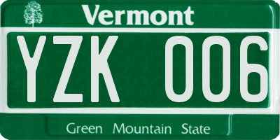 VT license plate YZK006