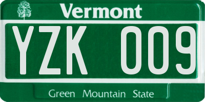 VT license plate YZK009
