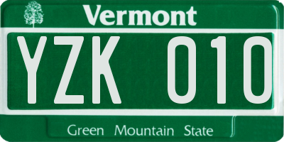 VT license plate YZK010