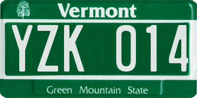 VT license plate YZK014
