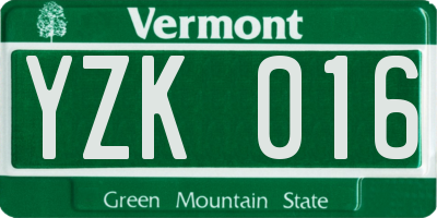 VT license plate YZK016