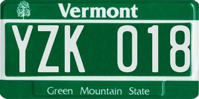 VT license plate YZK018