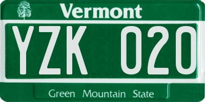 VT license plate YZK020