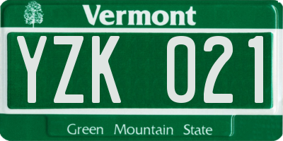 VT license plate YZK021