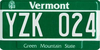 VT license plate YZK024