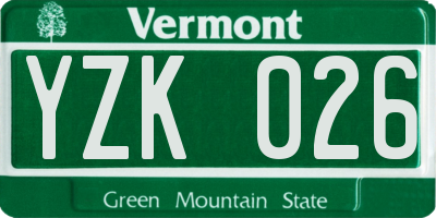 VT license plate YZK026