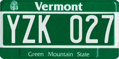 VT license plate YZK027