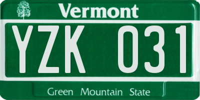 VT license plate YZK031