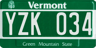 VT license plate YZK034