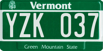 VT license plate YZK037