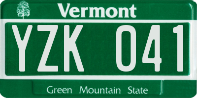 VT license plate YZK041
