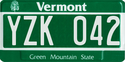 VT license plate YZK042