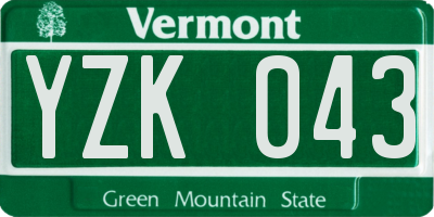 VT license plate YZK043