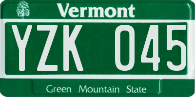 VT license plate YZK045