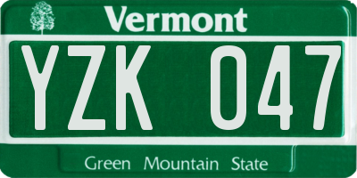 VT license plate YZK047