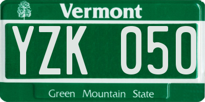 VT license plate YZK050