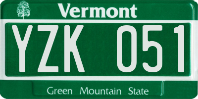 VT license plate YZK051
