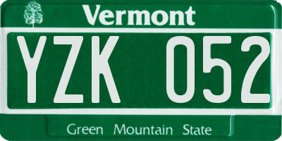 VT license plate YZK052