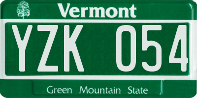 VT license plate YZK054