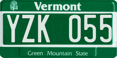 VT license plate YZK055
