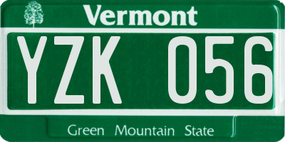 VT license plate YZK056
