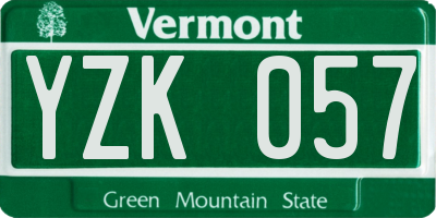 VT license plate YZK057