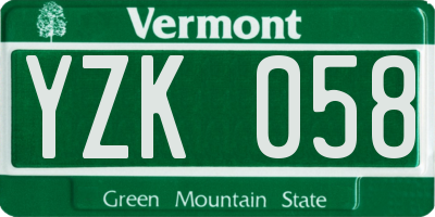 VT license plate YZK058
