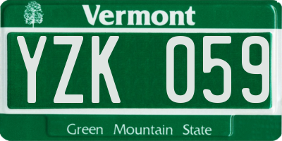 VT license plate YZK059