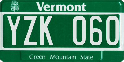VT license plate YZK060