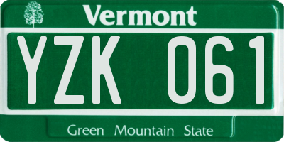 VT license plate YZK061
