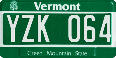 VT license plate YZK064