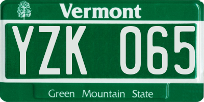 VT license plate YZK065