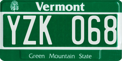 VT license plate YZK068
