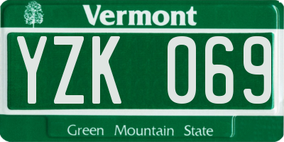 VT license plate YZK069