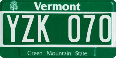 VT license plate YZK070