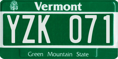 VT license plate YZK071