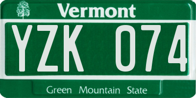 VT license plate YZK074