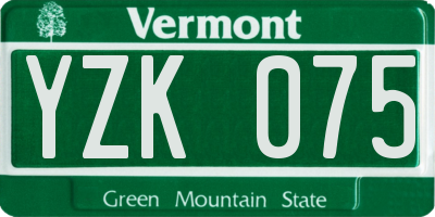VT license plate YZK075